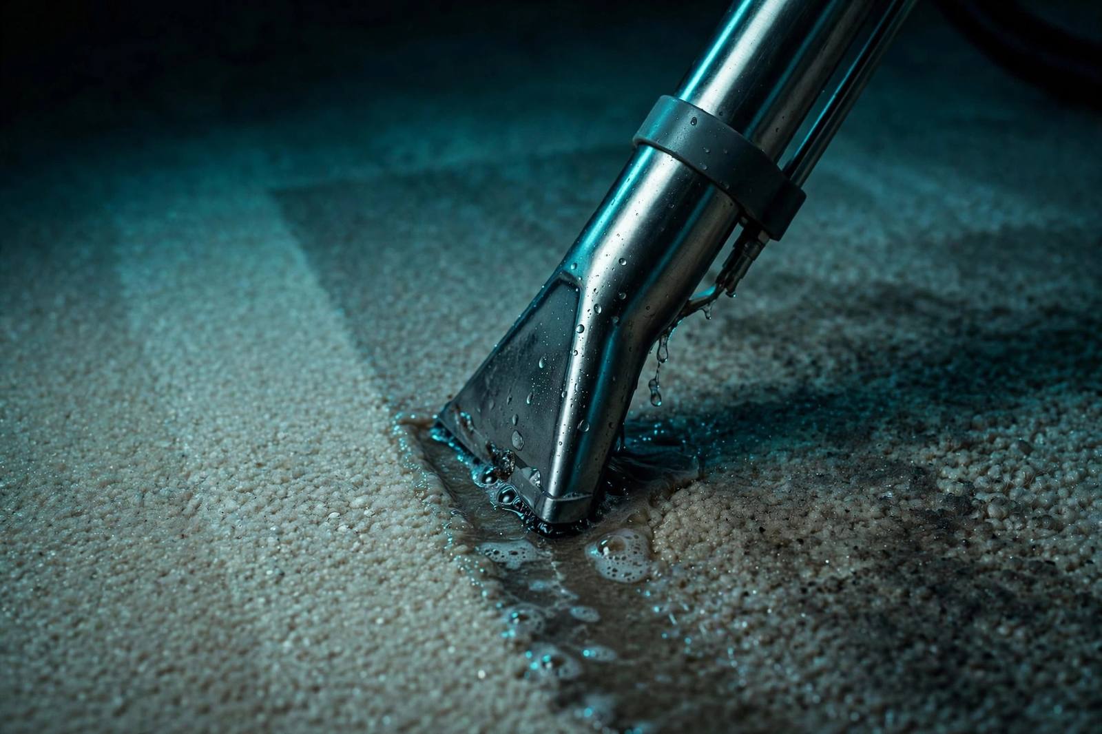 Professional carpet extraction wand leaving a clean stripe